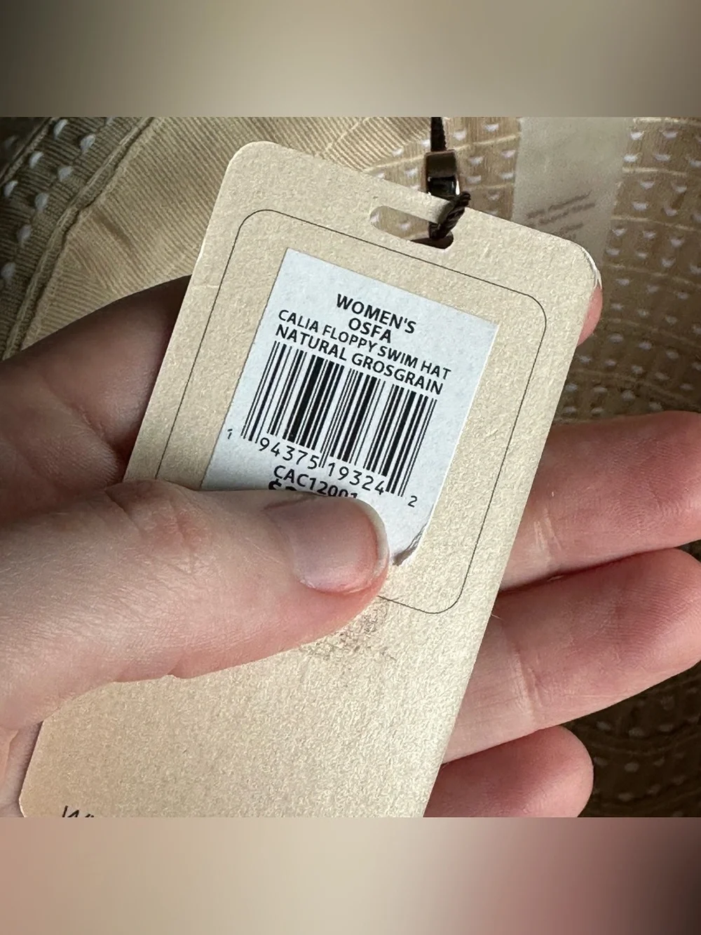 NEW WITH TAGS CALIA FLOPPY SWIM HAT NATURAL GROSGRAIN TAN BEACH HAT SUN